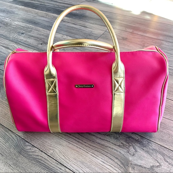 Juicy Couture Handbags - Juicy Couture Pink and Gold Duffel Bag with Velvet Sides